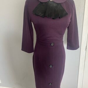 Lindy Bop Purple Dress with Black Collar